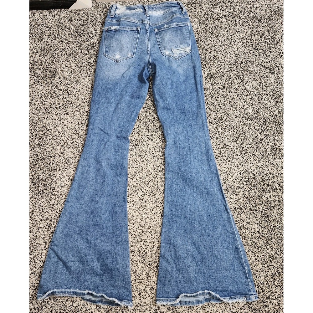 Flying Monkey Hi Rise Super Flare Destressed Stretch Jeans Size 26 Rodeo County - Picture 5 of 7